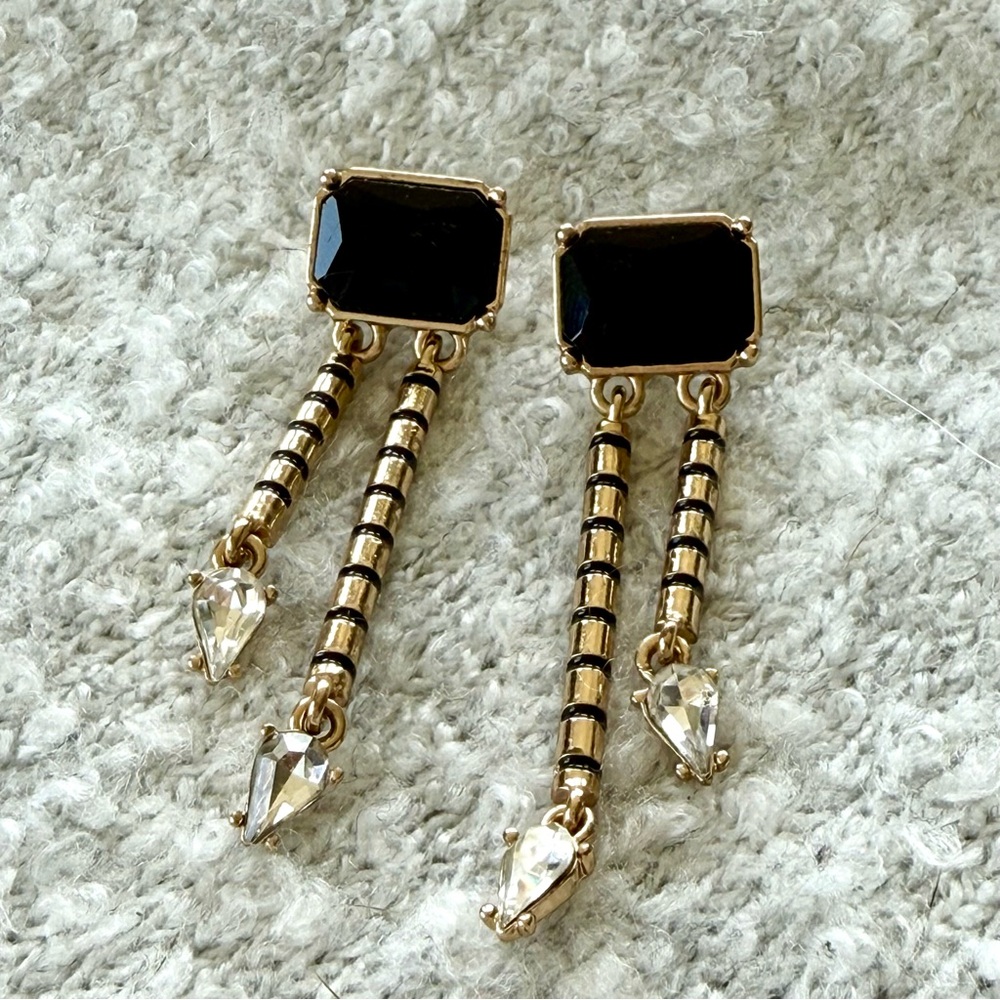 Black and Gold Dangle Earrings